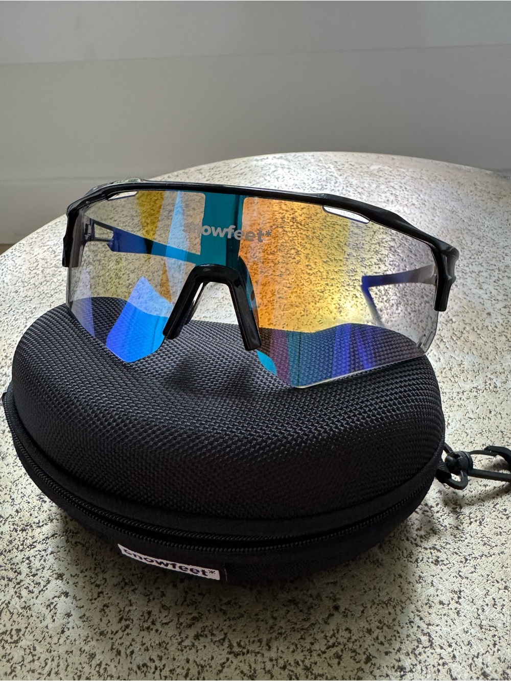 Mirrored Lens Sports Glasses - Black Frame, Multicolor Lens